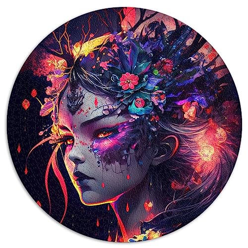1000-teiliges Puzzle „Manga Girl“, kreisförmige Puzzles für Erwachsene und Kinder, Papppuzzles, Familienaktivitätspuzzles, Größe: 67,5 x 67,5 von SIBREA
