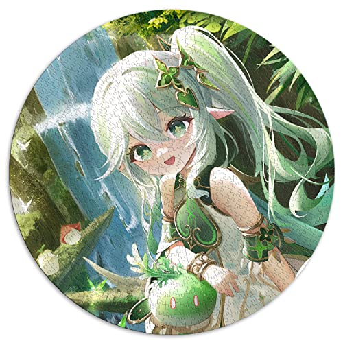 1000-teiliges Puzzle für Erwachsene Genshin Impact Nahida Kreative runde Puzzles für Erwachsene und Kinder Papppuzzles Heimdekoration Puzzlegröße: 67,5 x 67,5 cm von SIBREA