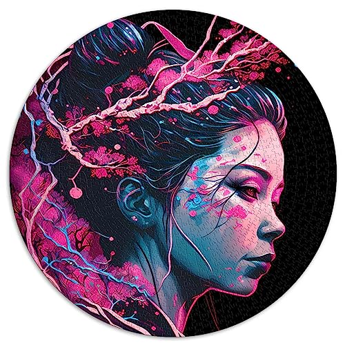 1000-teiliges PuzzlespielGeisha Neon Cherry Blossom Kreative runde Puzzles für Erwachsene und Kinder ab 12 Jahren Papppuzzles Spielzeug-Wanddekoration Größe: 67,5 x 67,5 1000-teiliges PuzzlespielGeisha Neon Cherry Blossom Kreative runde Puzzles für Erwachsene und Kinder ab 12 Jahren Papppuzzles Spielzeug-Wanddekoration Größe: 67,5 x 67,5 von SIBREA