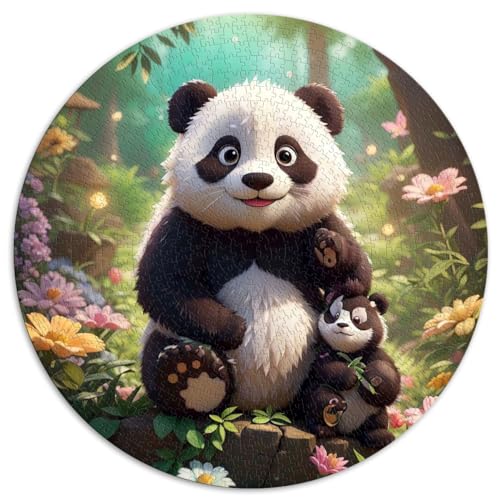 Puzzle 1000 Teile, süßes Panda-Rundpuzzle für Erwachsene, Puzzles für 12-Jährige, Papppuzzles, Freunde und Familie, Größe: 67,5 x 67,5 cm von SIBREA