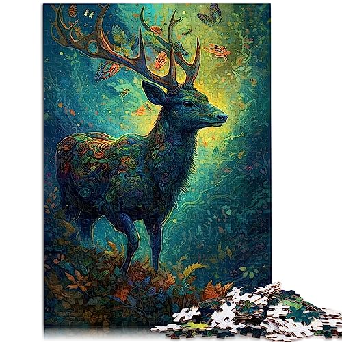 Puzzle Hirsch Blumen 1000 Teile Puzzles für Jugendliche und Kinder Kartonpuzzles Schwierig und herausfordernd Größe: 26x38cm von SIBREA