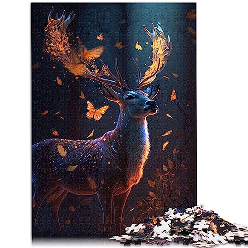 Puzzle Magic Butterfly Deer Dream Puzzles für Erwachsene 1000 Teile Holzpuzzle geeignet für Erwachsene Familienunterhaltung Spielzeug Größe: 50x75 cm von SIBREA