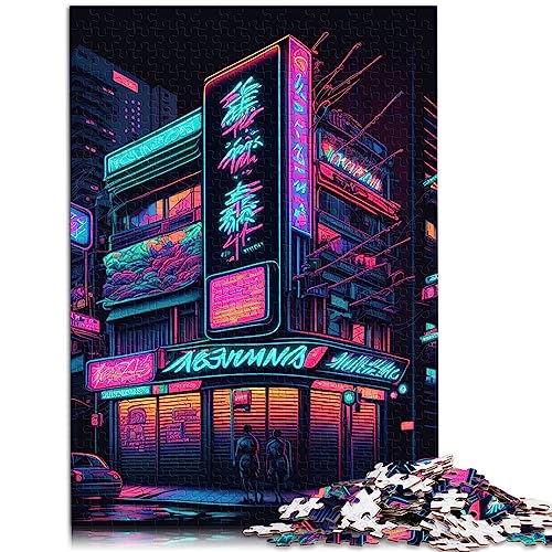 Puzzle Tokyo neon Japanisches Puzzle 1000 Teile für Jugendliche und Erwachsene Papppuzzles Entspannungspuzzlespiele Größe: 26x38cm von SIBREA