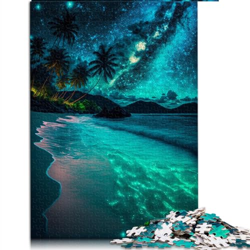 Puzzle für Erwachsene, 1000 Teile, Nachtansicht, Strand, Holzpuzzle, Puzzle für 12-Jährige, Lernspiel, Herausforderungsspielzeug, Größe: 50 x 75 cm von SIBREA