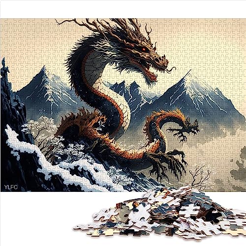 Puzzle für Erwachsene, Drachen-Puzzle für Erwachsene, 1000 Teile, für Erwachsene und Kinder ab 12 Jahren, Papppuzzle, tolles Geschenk für Erwachsene, Größe: 26 x 38 cm von SIBREA
