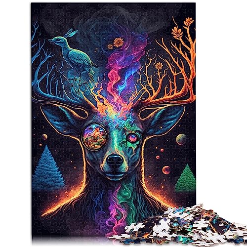 Puzzle für Kinder „Cosmic Trippy Deer“, 1000-teiliges Puzzle für Erwachsene, Kinder ab 12 Jahren, Papppuzzles, Familienspaß-Puzzle nach Größe: 26 x 38 cm von SIBREA