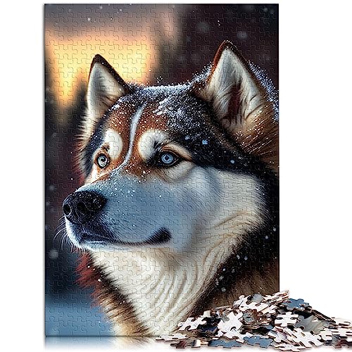 Puzzle für Teenager, Husky-Hund, Schnee, 1000 Teile, Puzzle für Erwachsene, Papppuzzle für Teenager, anspruchsvolles Spiel, Größe: 26 x 38 cm von SIBREA