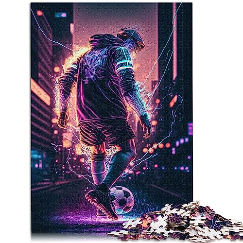 Puzzles für Erwachsene Neon-Fußballspieler Puzzle 1000 Teile Geeignet für Erwachsene und Kinder über 12 Jahre Papppuzzles Lernspiele Größe: 26 x 38 cm von SIBREA