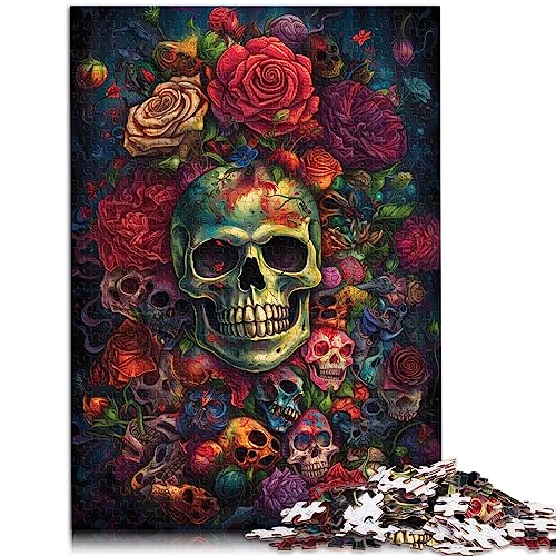 Puzzles für Erwachsene: Totenkopf und Rosen, Totenkopf-Rosen-Puzzle für Erwachsene, 1000 Stück, für Erwachsene und Kinder ab 12 Jahren. Papppuzzles, tolles Größe: 26 x 38 cm von SIBREA