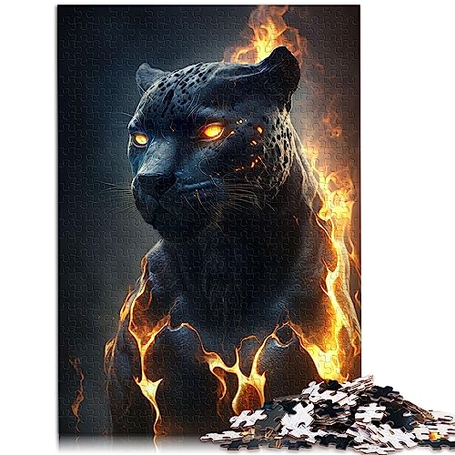 für Erwachsene Puzzle Black Panther Fantasy Fire 1000 Teile Holzpuzzle für Erwachsene und Kinder ab 12 Jahren Erwachsene und Kinder Größe: 50x75 cm von SIBREA