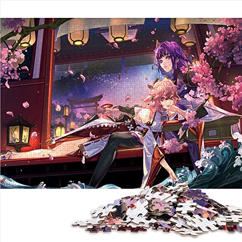 für Erwachsene Puzzles Genshin Impact Raiden Shogun 1000-teiliges Puzzle für Erwachsene und Kinder Papppuzzlepädagogische Herausforderung Größe: 26x38cm von SIBREA