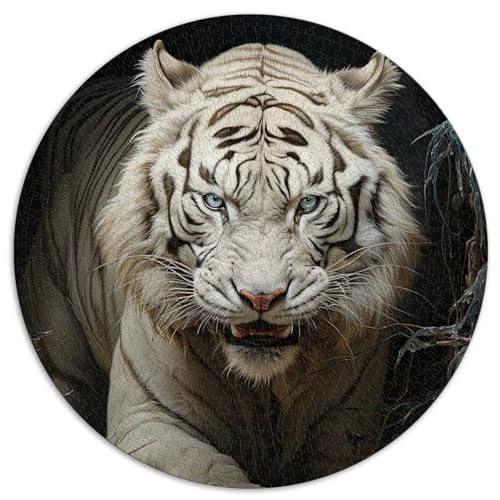 puzzles for adults 1000 pieces black and white tiger Creative Round Jigsaw Puzzles for Adults and Kids Age 12 and Up Cardboard puzzles Family Activity Size: 67.5x67.5cm von SIBREA