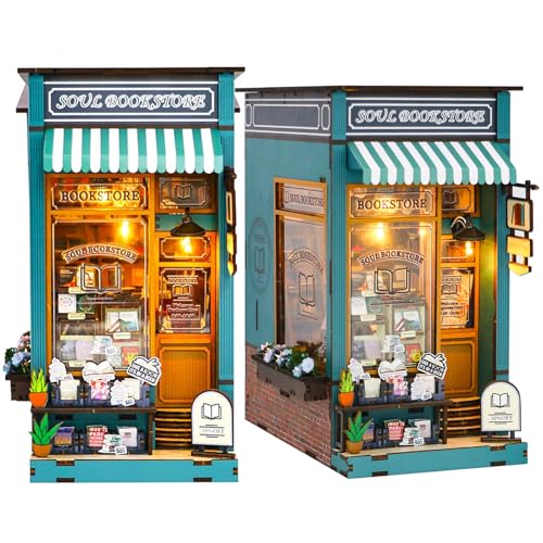 DIY Book Nook Kits, 3D Wooden Puzzle Booknook mit Möbeln und LED für Erwachsene zum Zusammenbauen, Heimdekoration, kreatives Geburtstagsgeschenk für Ihren Liebhaber(Soul Bookstore) von SICSHTOP