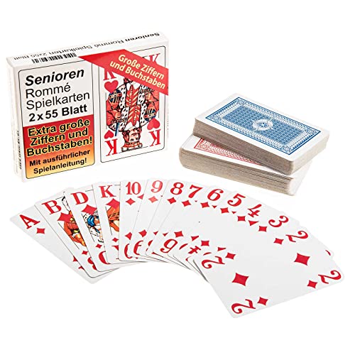 SIDCO Spielkarten Romme Senioren Canasta Bridge Poker 2 x 55 Blatt Karten große Ziffern von SIDCO