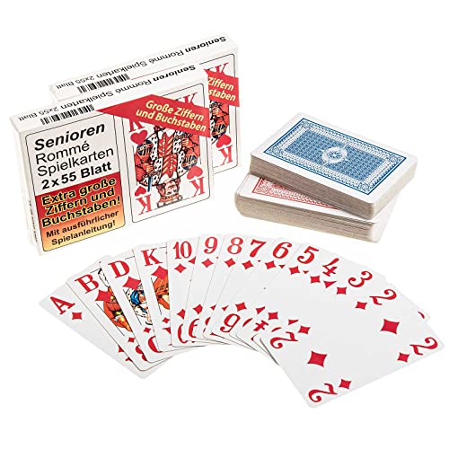 SIDCO Spielkarten Romme Senioren Canasta Bridge Poker 4 x 55 Blatt Karten große Ziffer von SIDCO