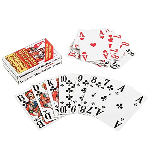 SIDCO Spielkarten Skat Karten 2 x 32 Blatt große Ziffern für Senioren Skatkarten 1 Set von SIDCO