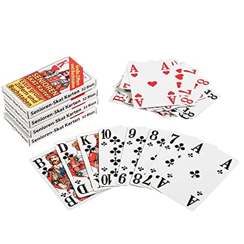 SIDCO Spielkarten Skat Senioren Karten 4 x 32 Blatt große Ziffern französisches Bild von SIDCO
