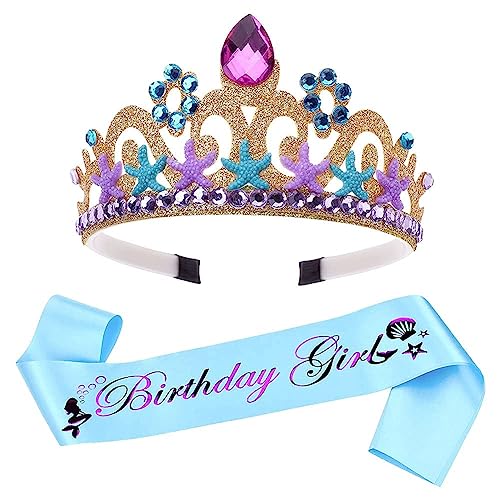2 Stück Birthday Crown Sash,geburtstag kopfschmuck mädchen,alles gute zum geburtstag kopfschmuck für Mädchen Frauen Geburtstagsfeier Dekoration(Krone + Schärpe) von SIEBOLD