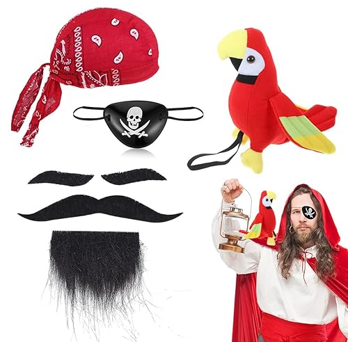4 Stück Piratenkostüm Zubehör Set,Mit Piratenpapagei Plüschtier,Piraten Augenmaske,Piraten Kopftuch,Pirat Bart,Piraten Dekoration Zubehör für Kinderspielzeug Piratenkostüm Cosplay Party Dekoration 4 Stück Piratenkostüm Zubehör Set,Mit Piratenpapagei Plüschtier,Piraten Augenmaske,Piraten Kopftuch,Pirat Bart,Piraten Dekoration Zubehör für Kinderspielzeug Piratenkostüm Cosplay Party Dekoration von SIEBOLD
