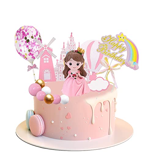 Prinzessin Cake Topper,14 Pcs Mädchen Puppe Kuchen Dekoration,Prinzessinnen Tortendeko,Baby Shower Deko Girl für Jungen und Mädchen Dusche Kuchen Dekoration Hochzeit Geburtstag Party Dekorationen von SIEBOLD