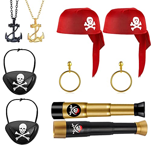 SIEBOLD 10 Stück Piratenkostüm Zubehör Set,Mit Piraten Augenmaske,Fernrohr,Halskette,Kopftuch,Ohrringe,Dekoration Zubehör für Kinderspielzeug Piratenkostüm Cosplay Party Dekoration SIEBOLD 10 Stück Piratenkostüm Zubehör Set,Mit Piraten Augenmaske,Fernrohr,Halskette,Kopftuch,Ohrringe,Dekoration Zubehör für Kinderspielzeug Piratenkostüm Cosplay Party Dekoration von SIEBOLD