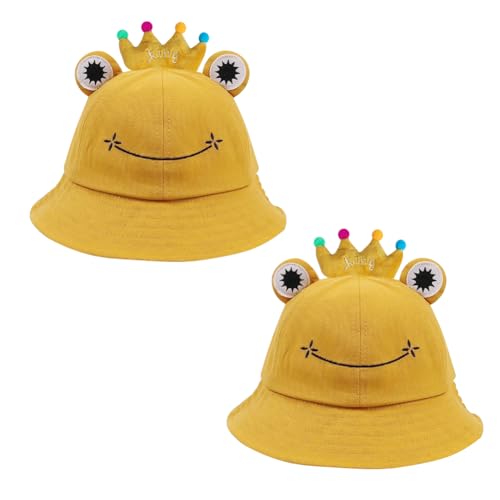 SIEBOLD 2 Stück Frosch mütze mit Krone,Frosch Fischerhut,Frosch hut,Lustige Party hut,Faltbarer Unisex Fischerhut für Erwachsene und Kinder Karneval Partykostüm Partygeschenk von SIEBOLD