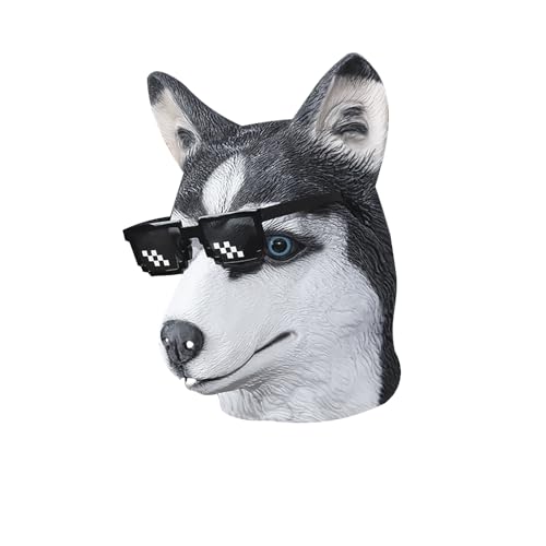 SIEBOLD Husky Maske,Hunde maske,Lustige Tier Masken,with Lustig Gläser,Latex Maske Karneval Halloween maske,for Karneval Cosplay Partykostüm Requisiten von SIEBOLD