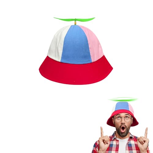 SIEBOLD Propeller mütze,Helikopter Cap,Propeller hut,Lustige mützen,faschings party hüte mit Nachts Fluoreszierende Propeller Geeignet für Erwachsene und Kinder（57cm Rot） von SIEBOLD