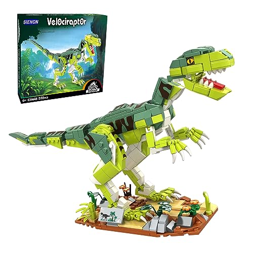 SIENON Creator Velociraptor Dinosaurier Bausatz, Dinosaurierpark World Dominion Raptor Modell Bauspielzeug mit beweglichem Kiefer, Hals und Gelenken, 41CM Dinosaurier Spielzeug für Kinder (533 Stück) von SIENON
