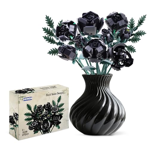 Schwarzer Rosenstrauß Bausatz-10 Stück Schwarze Rosenblüten & 2 Stück Blätter Botanische Sammlung, Künstliche Blumen für Gothic Home Halloween Dekoration, Rosen Bausatz für Frauen Gothy Teens(No Vase) Schwarzer Rosenstrauß Bausatz-10 Stück Schwarze Rosenblüten & 2 Stück Blätter Botanische Sammlung, Künstliche Blumen für Gothic Home Halloween Dekoration, Rosen Bausatz für Frauen Gothy Teens(No Vase) von SIENON