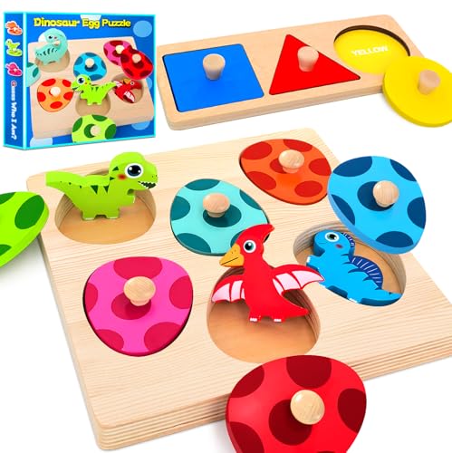 SIERLIKY Holz-Puzzle für Kleinkinder, Montessori-Spielzeug für Kinder, Holz-Lern-Farbsortierung, Form-Puzzles für Jungen und Mädchen, Dinosaurier-Match-Eier, Entwicklung sensorischer Matching-Spiele SIERLIKY Holz-Puzzle für Kleinkinder, Montessori-Spielzeug für Kinder, Holz-Lern-Farbsortierung, Form-Puzzles für Jungen und Mädchen, Dinosaurier-Match-Eier, Entwicklung sensorischer Matching-Spiele von SIERLIKY