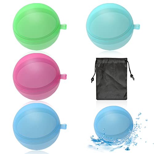 4 Stück Silikon-Wasserbomben mit 1 Stück Aufbewahrungstasche, magnetische selbstschließende Wasserbomben, wiederverwendbar, schnell befüllbare Wassersprühbälle. (Zufällige Farbe) von SIKAMARU