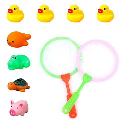 Badespielzeug-Set mit 2 Fischernetz-Werkzeugen und 8 Mini-Gummitieren für Badewannen-Pool-Spiele, Wasserspielzeug, Geschenke für Jungen und Mädchen Badespielzeug-Set mit 2 Fischernetz-Werkzeugen und 8 Mini-Gummitieren für Badewannen-Pool-Spiele, Wasserspielzeug, Geschenke für Jungen und Mädchen von SIKAMARU