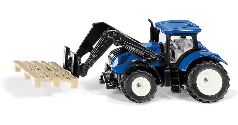 SIKU Super 1544 New Holland mit Palettengabel und Palette blau von SIKU