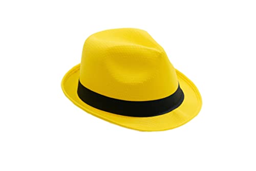 Partyhüte - PACK 10 bunte Hüte für Männer und Frauen - Wählen Sie die Farbe des Hutbandes (Gelb Hut) von SILABA TONICA
