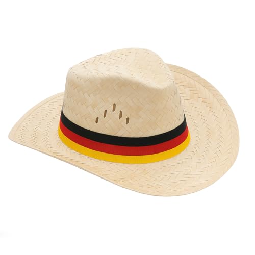 SILABA TONICA Packung mit 10 Flaggenhüten – Wählen Sie die Flagge des Bandes und des Modells – Strohhüte für Veranstaltungen oder Partys – Unisex – Natur, Deutschland von SILABA TONICA