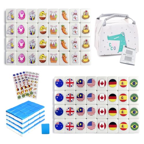 Seaside Escape Game Blocks, Mahjong Legespiel Sets mit 65 Spielsteinen, 30 mm Ostermuster mit Handtasche Seaside Escape Game Blocks, Mahjong Legespiel Sets mit 65 Spielsteinen, 30 mm Ostermuster mit Handtasche von SILICPS