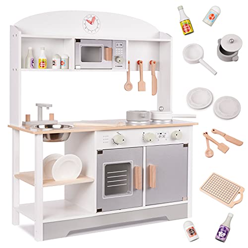 Kinderküche aus Holz, Spielküche aus Holz Spüle, Backofen, (Modell 4) von SILUK