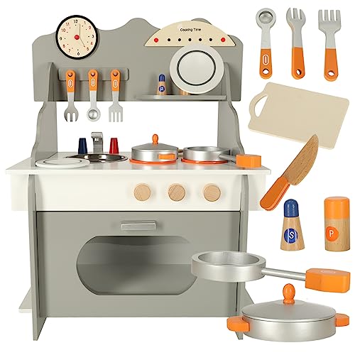 Kinderküche aus Holz, Spielküche aus Holz Spüle, Backofen und Dunstabzug (Modell 6) von SILUK