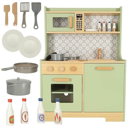 Kinderküche aus Holz, Spielküche aus Holz Spüle, Backofen und Dunstabzug (Modell 7) von SILUK