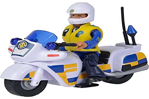 Simba - Feuerwehrmann Sam – Polizeimotorrad + Figur Malcolm mit Gelenken, inklusive Zubehör – ab 3 Jahren – 109251092038 von Simba