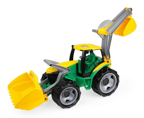 Lena 02080 - Giga Trucks Traktor mit Frontlader und Baggerarm, Starke Riesen Trecker ca. 107 cm, Spielzeugtraktor mit realistischen Funktionen, großes Spielfahrzeug für Kinder ab 3 Jahre von Lena