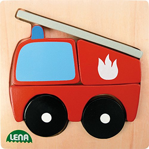 Lena 32081 - Holzpuzzle Feuerwehr, mehrfarbig von Lena