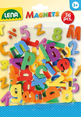Lena 65746 - Magnet Kleinbuchstaben Set, Lernspielset mit 36 Buchstaben je ca. 3 cm groß, Magnetbuchstaben Set für Kinder ab 3 Jahre, magnetische Kleinbuchstaben für Magnettafel, Buchstabenmagnete von Lena