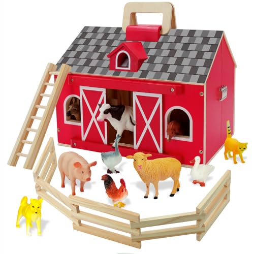 SIMPLIPLAY Bauernhof Tier Spielzeug mit Handheld großen hölzernen Spielzeug Scheune, 10 PCS Bauernhof Tierfiguren für Kinder 3+ Jahre alt, Jungen & Mädchen, Tierliebhaber, Geschenk für Kleinkinder SIMPLIPLAY Bauernhof Tier Spielzeug mit Handheld großen hölzernen Spielzeug Scheune, 10 PCS Bauernhof Tierfiguren für Kinder 3+ Jahre alt, Jungen & Mädchen, Tierliebhaber, Geschenk für Kleinkinder von SIMPLIPLAY