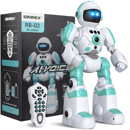 SIMREX Roboter Kinder Spielzeug, wiederaufladbar und projizierbar, RC-Roboter mit LED-Augen und Musik, RC-Spielzeug mit Gestensensor für ab 3 4 5 6 7 8 Jahre Jungen und Mädchen Geschenk, Hellblau SIMREX Roboter Kinder Spielzeug, wiederaufladbar und projizierbar, RC-Roboter mit LED-Augen und Musik, RC-Spielzeug mit Gestensensor für ab 3 4 5 6 7 8 Jahre Jungen und Mädchen Geschenk, Hellblau von SIMREX