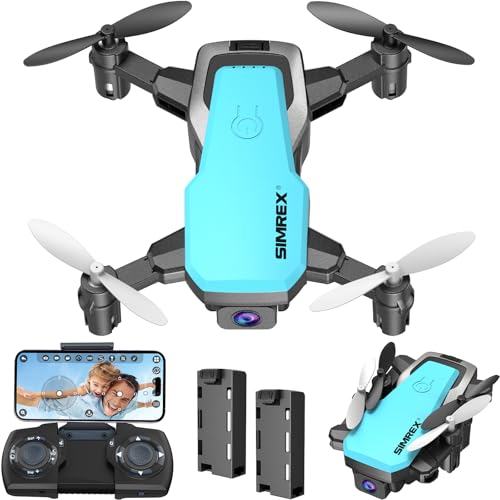 SIMREX X300C Drohne mit Kamera 720P HD, RC Quadcopter Faltbare Drohne, Mini Drone mit Höhe halten, 3D Flip, Headless Modus, Schwerkraft Control und 2 Batterien, Geschenke für Kinder, Erwachsene, Blau von SIMREX