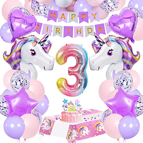 Einhorn Geburtstagsdeko 3 Jahre,Einhorn Deko Kindergeburtstag Set mit Einhorn Luftballons,Einhorn 3 Geburtstag Deko,Rosa lila Luftballons,Happy Birthday Girlanden, Einhorn für Mädchen Geburtstagsdeko Einhorn Geburtstagsdeko 3 Jahre,Einhorn Deko Kindergeburtstag Set mit Einhorn Luftballons,Einhorn 3 Geburtstag Deko,Rosa lila Luftballons,Happy Birthday Girlanden, Einhorn für Mädchen Geburtstagsdeko von SIMSPEAR