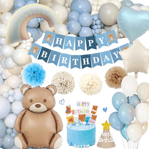 Geburtstagsdeko Junge, Bären Geburtstag Deko, Blau Kindergeburtstag Deko, Boho Deko Geburtstag mit Staubblauen Luftballon Geburtstagsmütze Bären Folienballon für 1-10 Jahre Jungen Geburtstag Partydeko Geburtstagsdeko Junge, Bären Geburtstag Deko, Blau Kindergeburtstag Deko, Boho Deko Geburtstag mit Staubblauen Luftballon Geburtstagsmütze Bären Folienballon für 1-10 Jahre Jungen Geburtstag Partydeko von SIMSPEAR