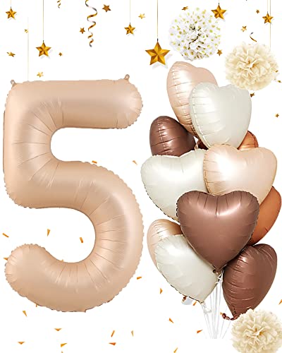 Luftballon 5. Geburtstag Zahlen luftballon, Braun Beige Folien Ballon 5 Geburtstag, Braun Beige Herzballon Sternballon Nummer 5 Helium Ballon für Mädchen Junge Geburtstagsdeko Baby Party Deko Luftballon 5. Geburtstag Zahlen luftballon, Braun Beige Folien Ballon 5 Geburtstag, Braun Beige Herzballon Sternballon Nummer 5 Helium Ballon für Mädchen Junge Geburtstagsdeko Baby Party Deko von SIMSPEAR